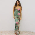 Summer Holiday Casual Slim Fit Printing Slip Dress Women Ragazza