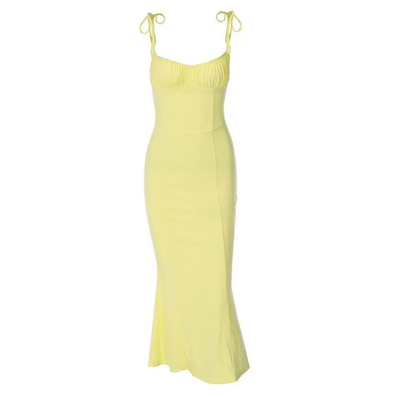 Folds Sleeveless Slips Bandage Solid Maxi Prom Dress Sexy Bodycon Summer nowadaysfashion