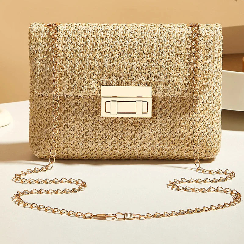 Straw Shoulder Bag & Women's Lock Closure Bag