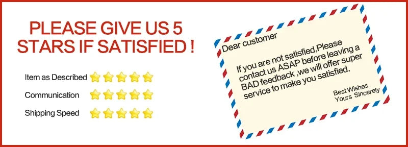 Customer service banner with star ratings and thank-you message