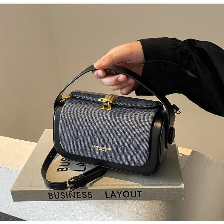 Trendy Classic Leather Commuter Shoulder Bag & Short Handle Handbags
