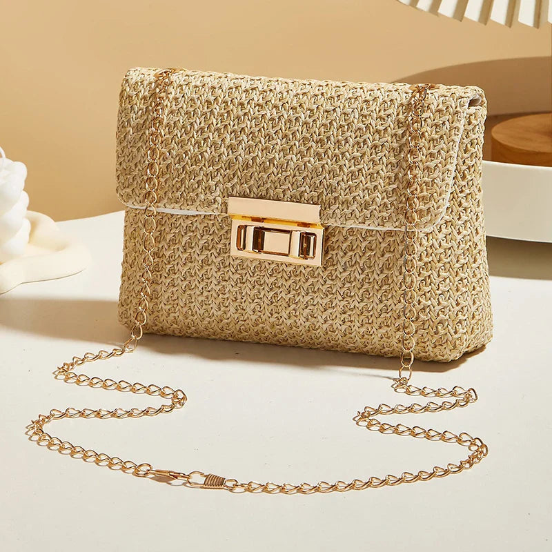 Straw Shoulder Bag & Women's Lock Closure Bag