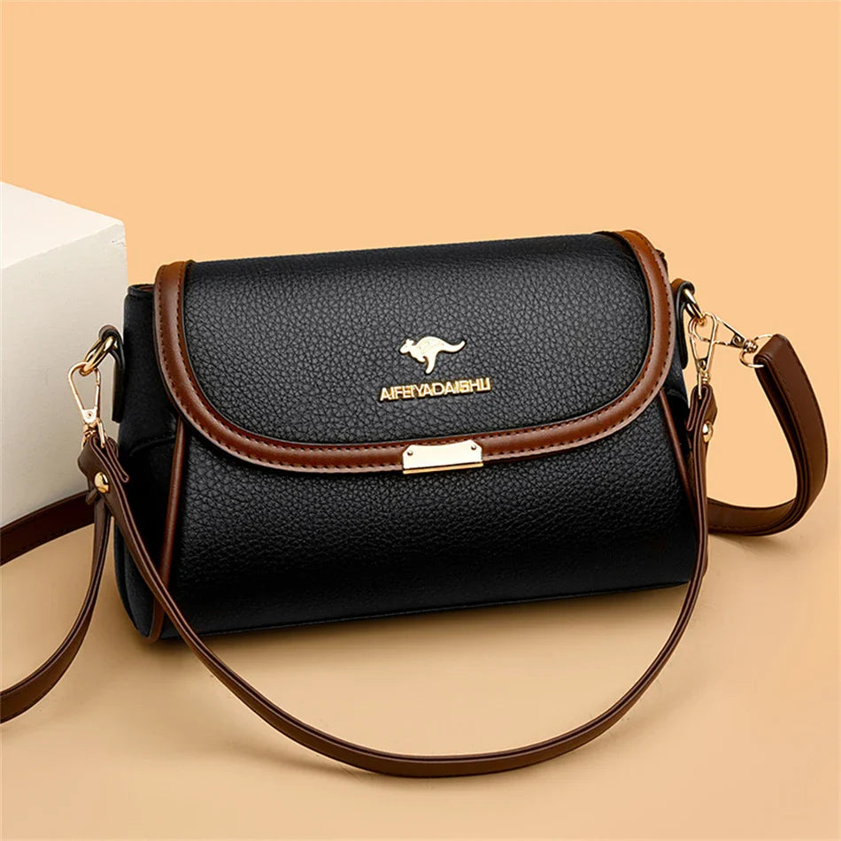 Solid Color High-Quality Leather Small Shoulder Bags (Sac à Main)