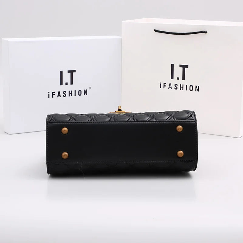 High-End Light Luxury Diamond Grid Small Square bag