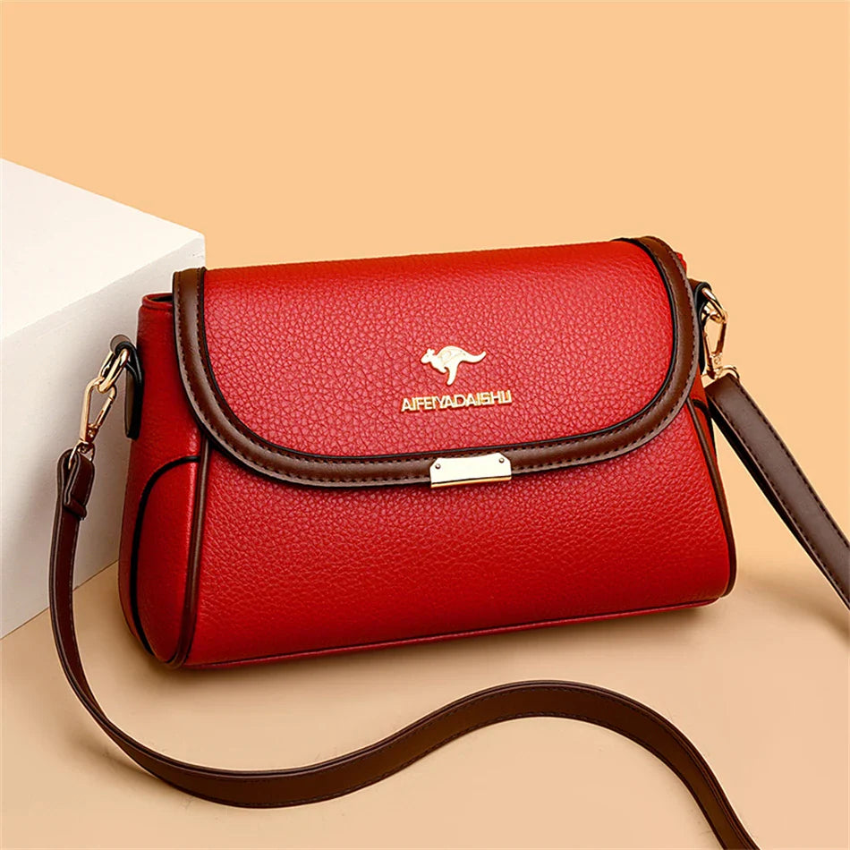 Solid Color High-Quality Leather Small Shoulder Bags (Sac à Main)