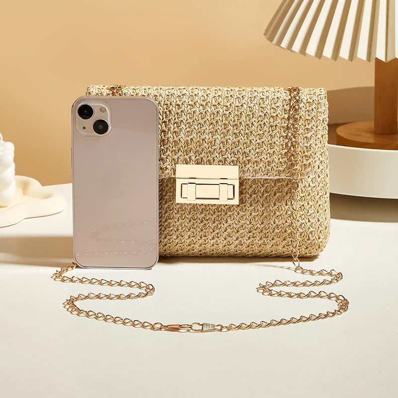 Straw Shoulder Bag & Women's Lock Closure Bag