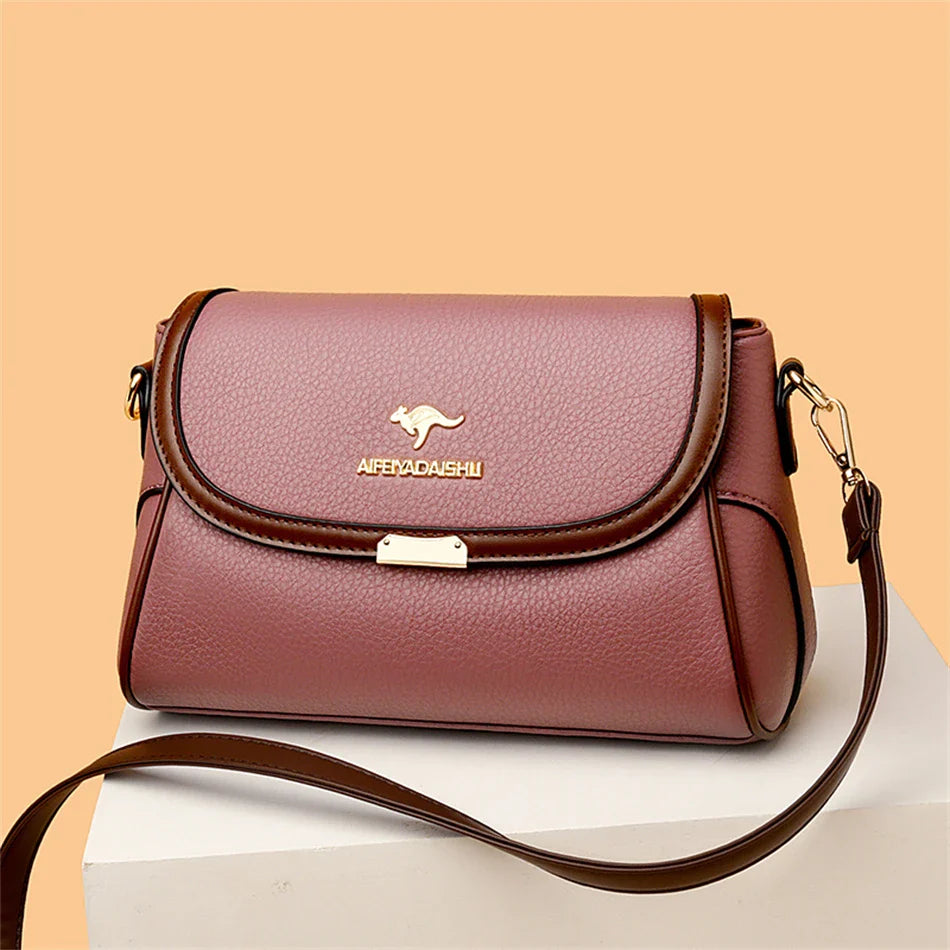 Solid Color High-Quality Leather Small Shoulder Bags (Sac à Main)