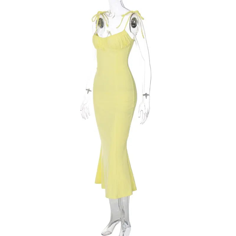 Folds Sleeveless Slips Bandage Solid Maxi Prom Dress Sexy Bodycon Summer nowadaysfashion