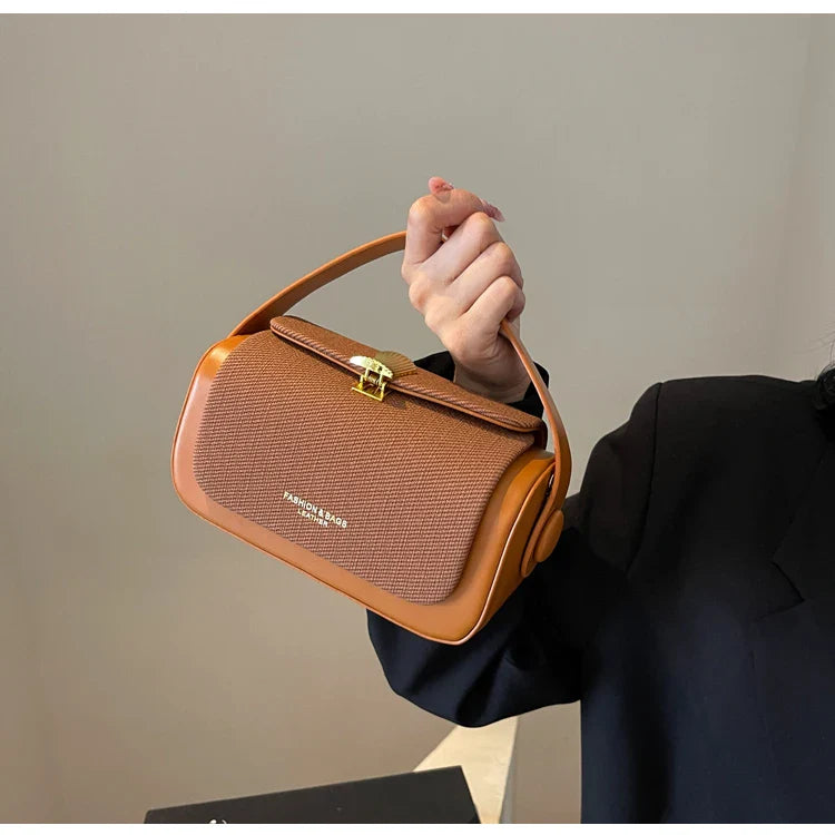 Trendy Classic Leather Commuter Shoulder Bag & Short Handle Handbags