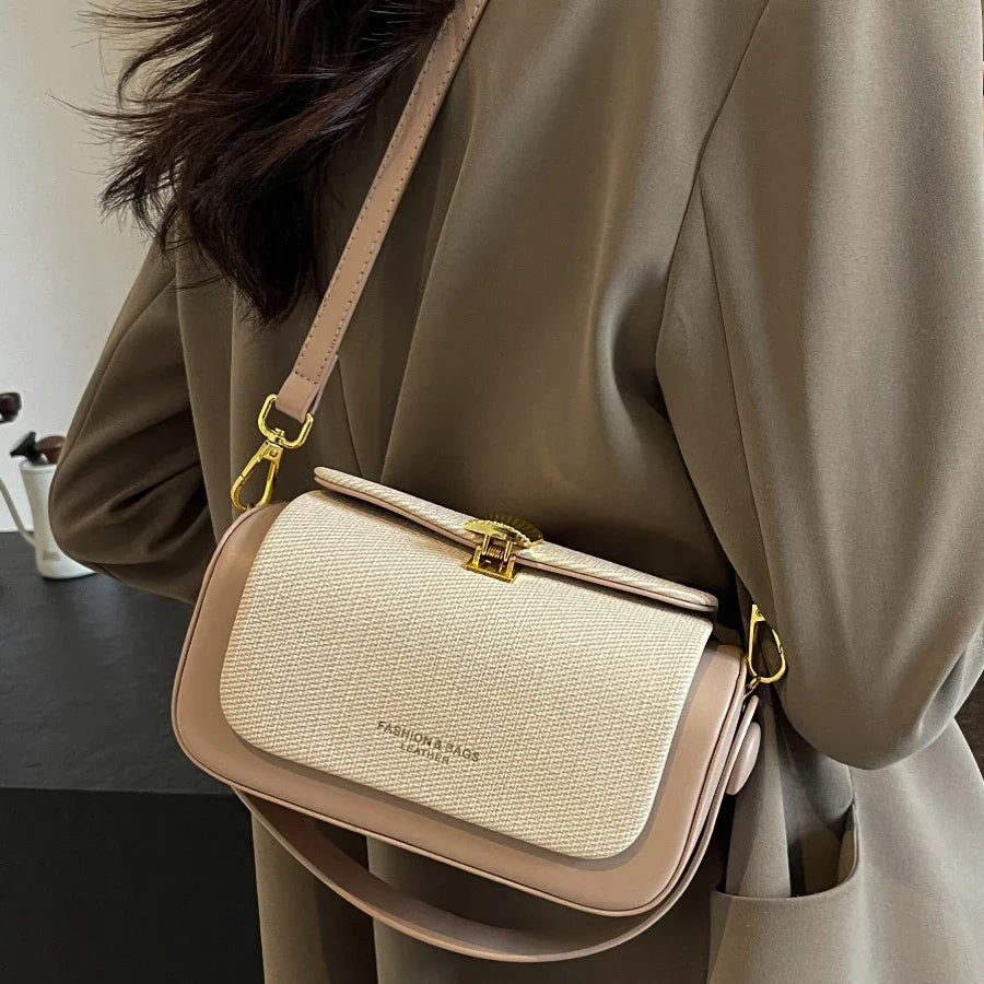 Trendy Classic Leather Commuter Shoulder Bag & Short Handle Handbags