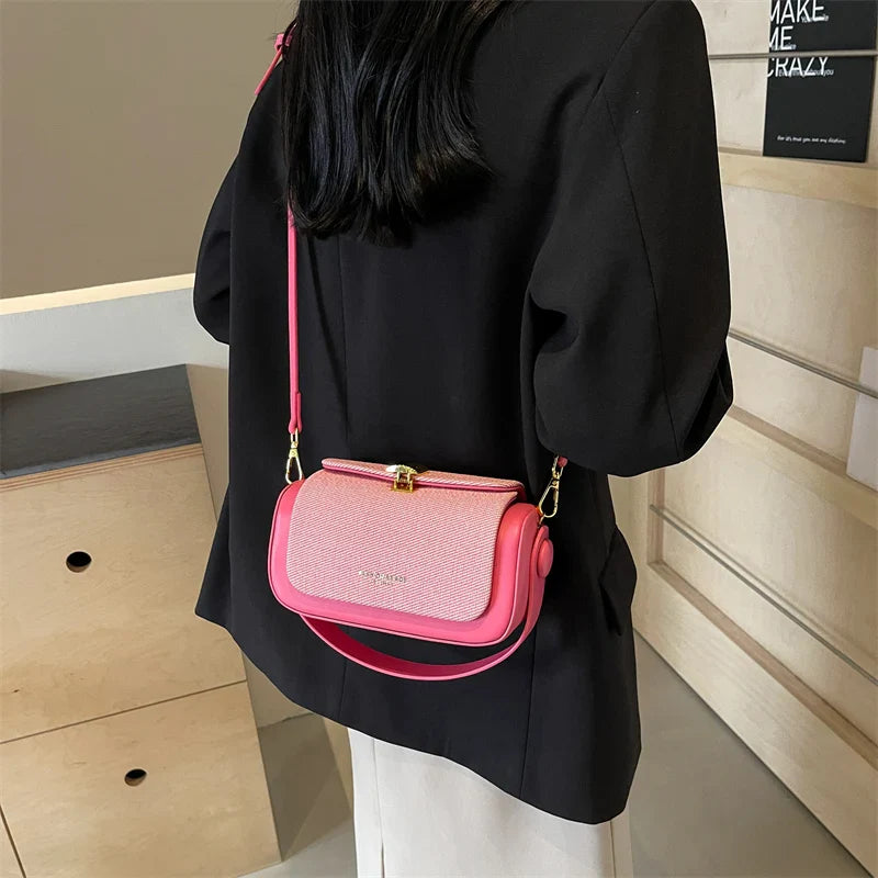 Trendy Classic Leather Commuter Shoulder Bag & Short Handle Handbags