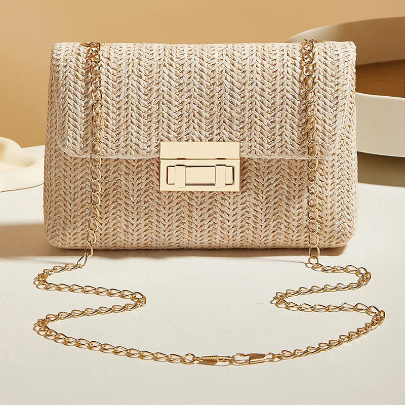 Straw Shoulder Bag & Women's Lock Closure Bag