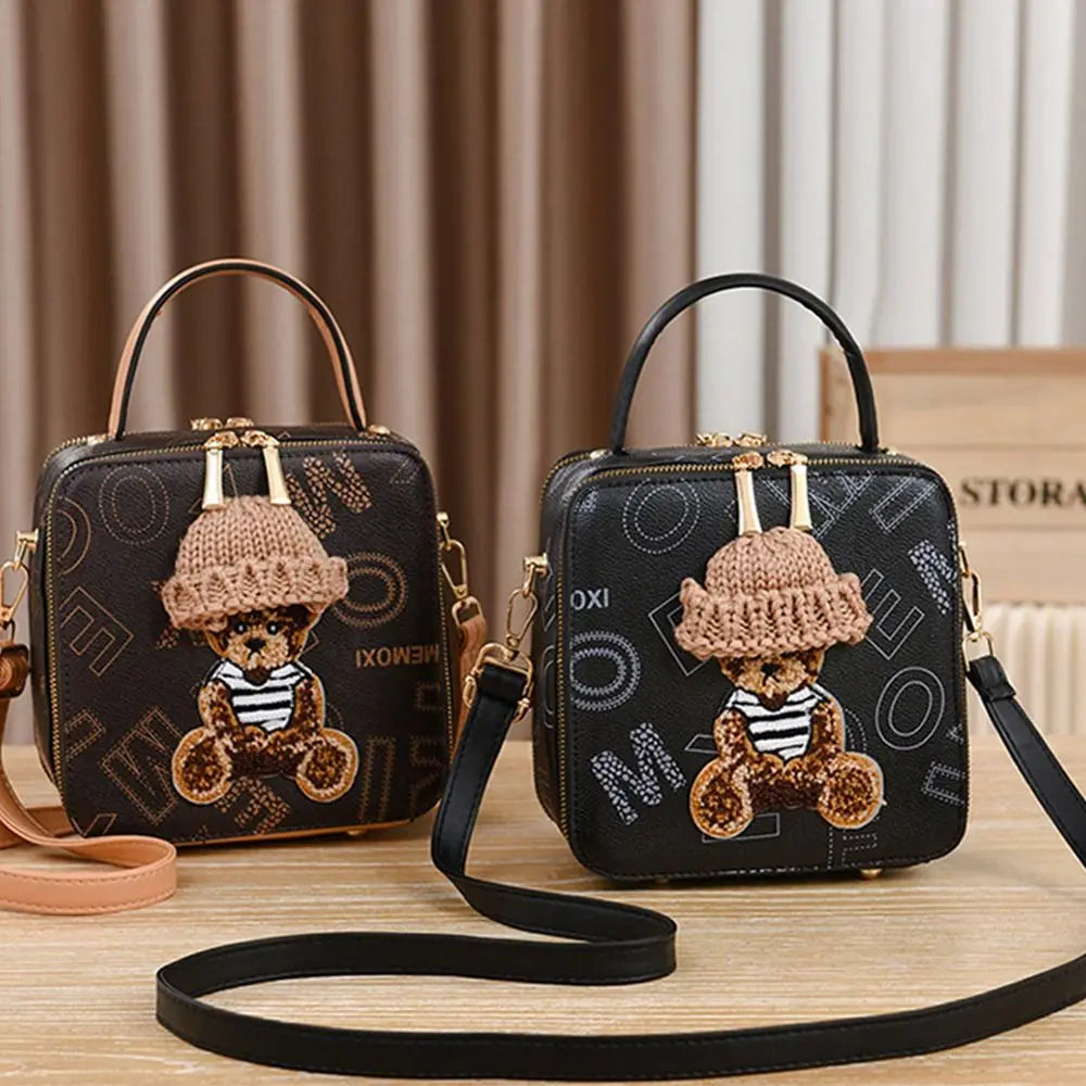 Leather Cartoon Bear Crossbody Bag & Messenger Bag