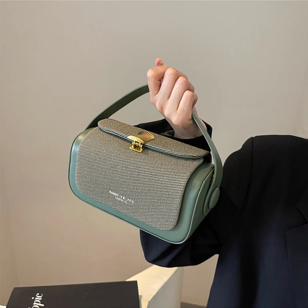 Trendy Classic Leather Commuter Shoulder Bag & Short Handle Handbags