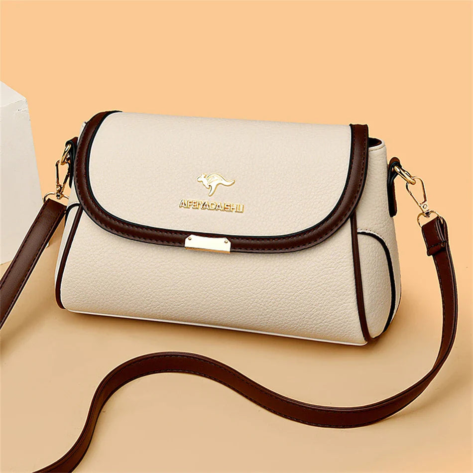 Solid Color High-Quality Leather Small Shoulder Bags (Sac à Main)