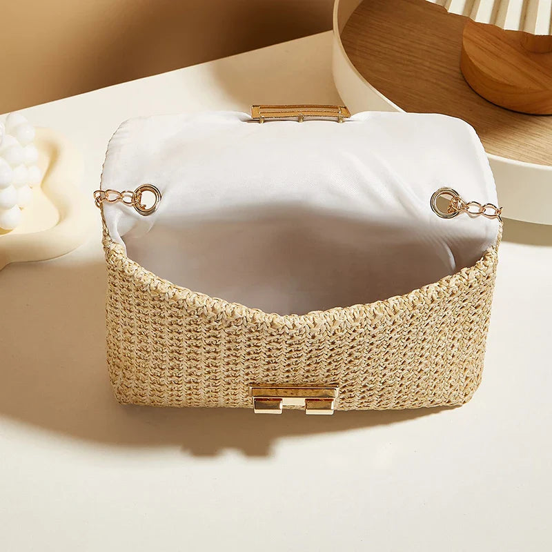 Straw Shoulder Bag & Women's Lock Closure Bag