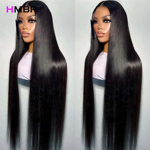 Black straight glueless wig with long center-part hair and natural hairline