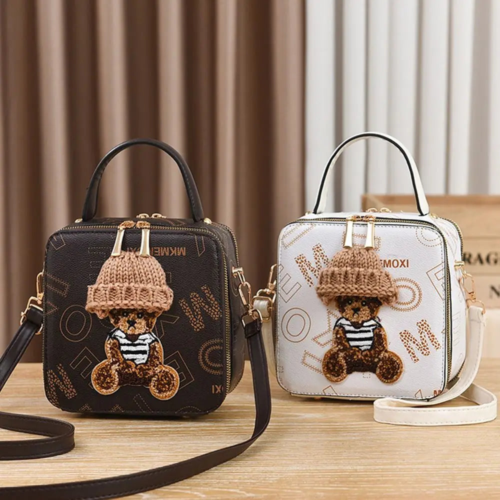 Leather Cartoon Bear Crossbody Bag & Messenger Bag