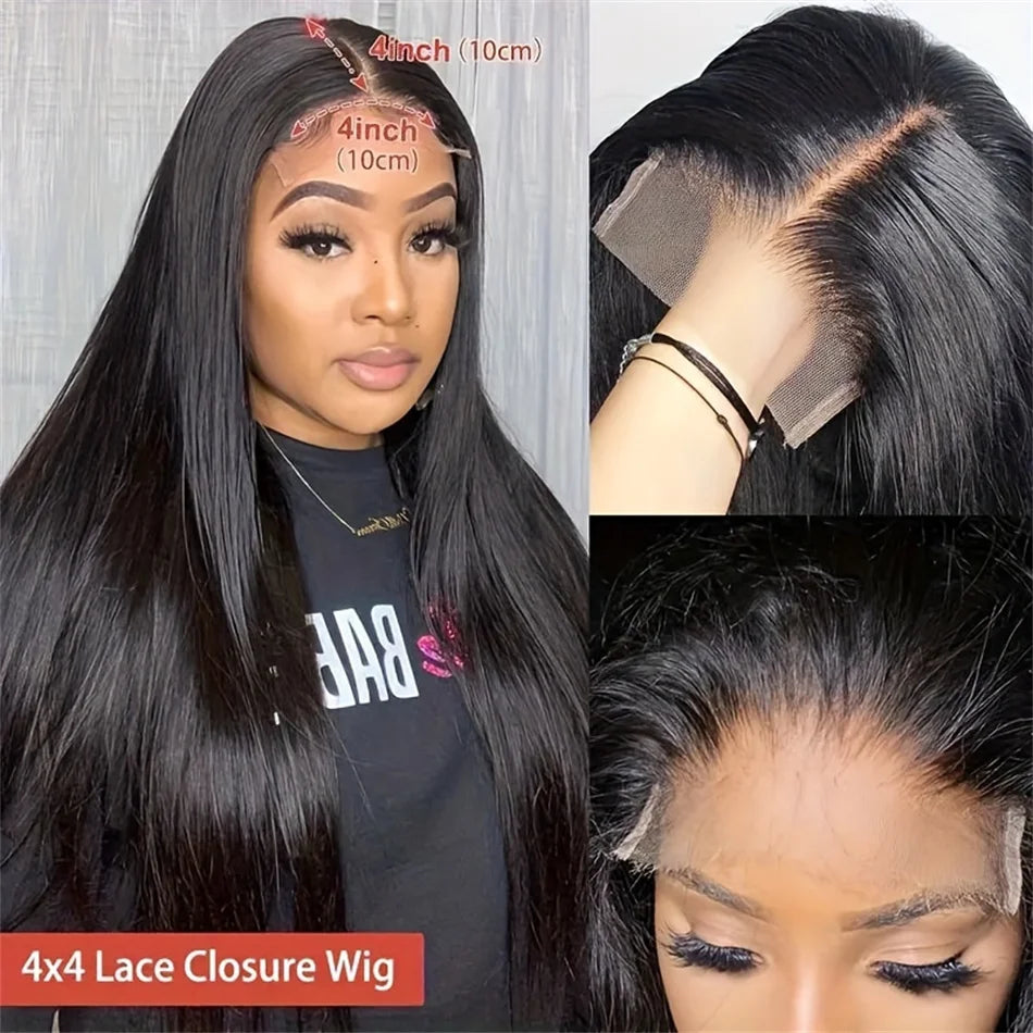 200% Density Glueless 5x5 Straight Lace 4x4 HD Transparent Pre Plucked