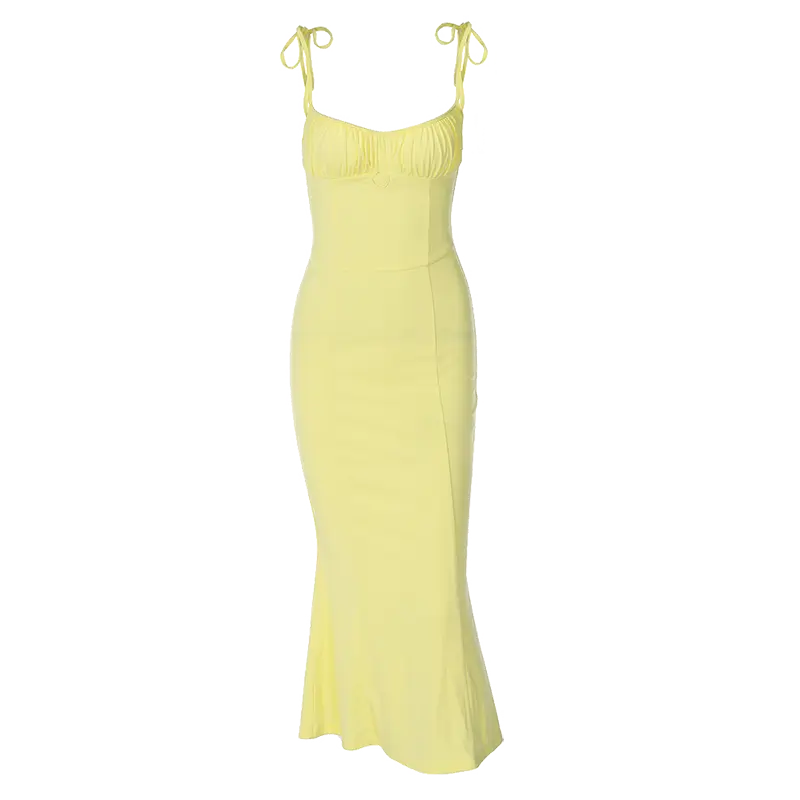 Folds Sleeveless Slips Bandage Solid Maxi Prom Dress Sexy Bodycon Summer nowadaysfashion