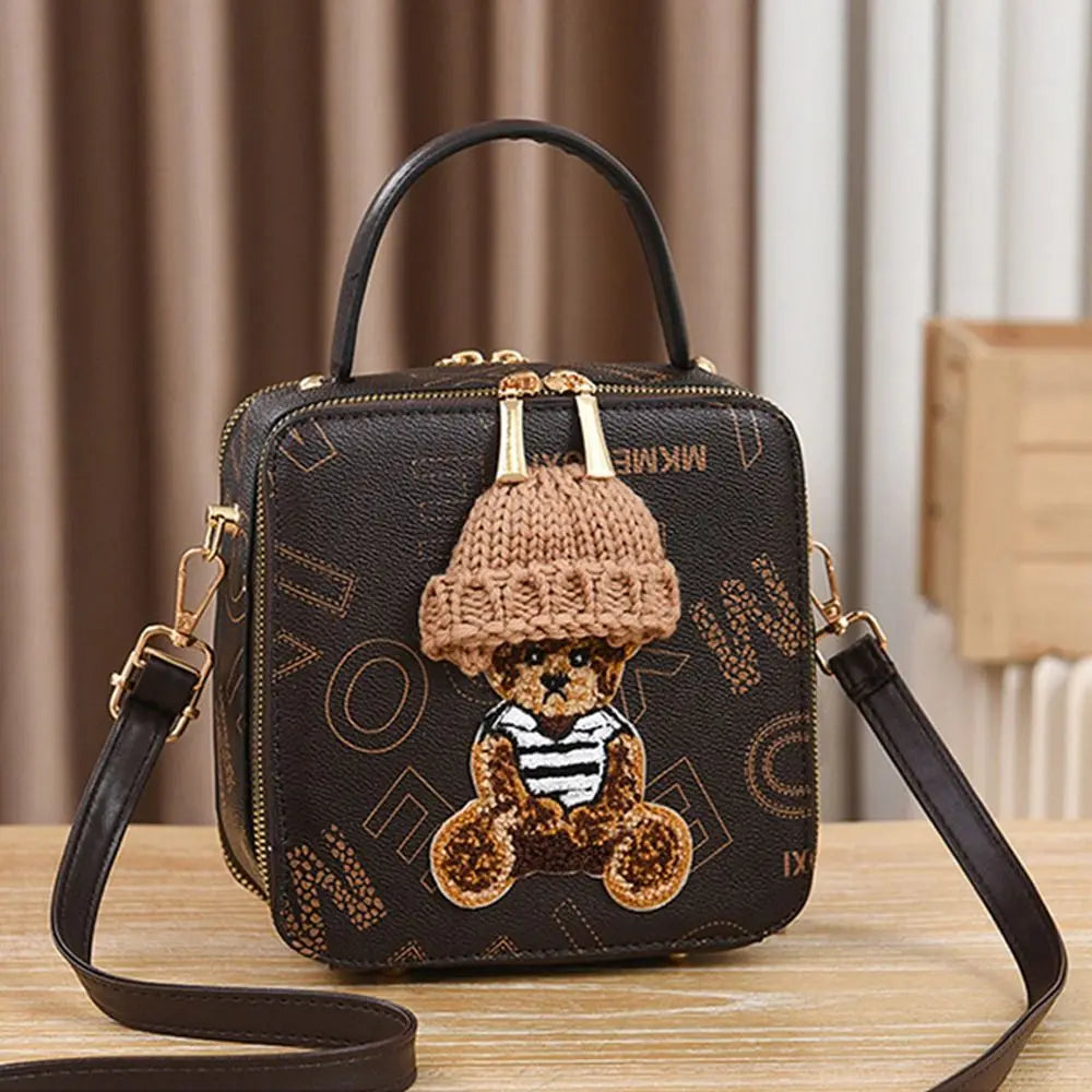 Leather Cartoon Bear Crossbody Bag & Messenger Bag