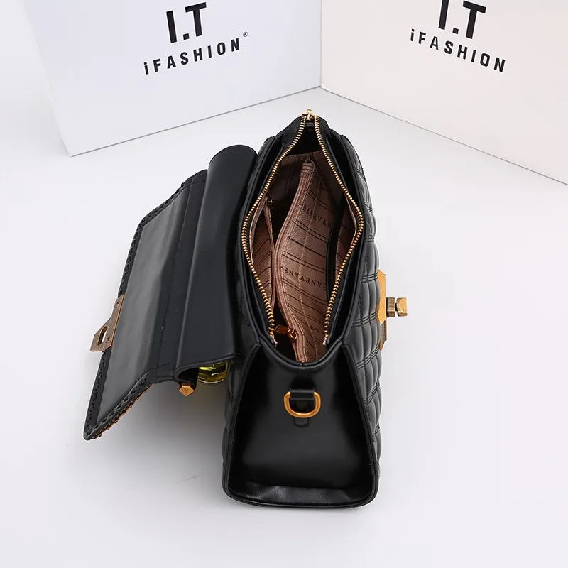 High-End Light Luxury Diamond Grid Small Square bag