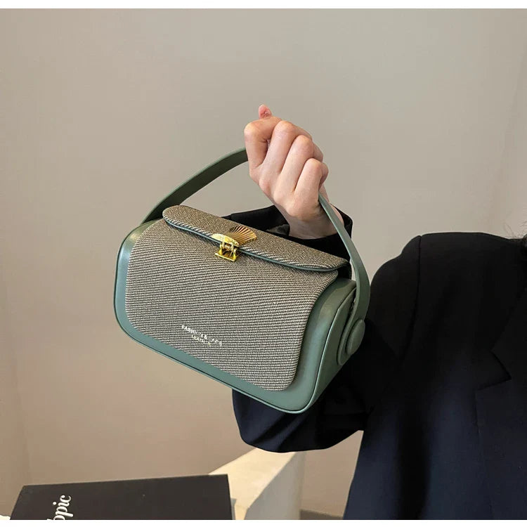 Trendy Classic Leather Commuter Shoulder Bag & Short Handle Handbags