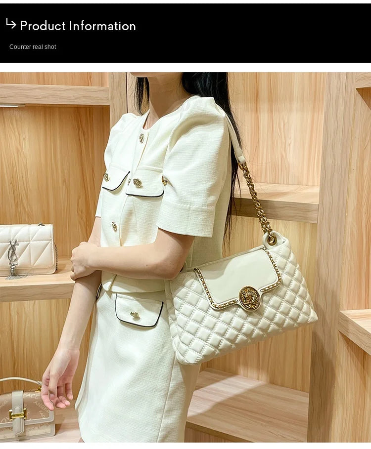 Luxury Leather Chain Shoulder Bag (Diamond Lattice)