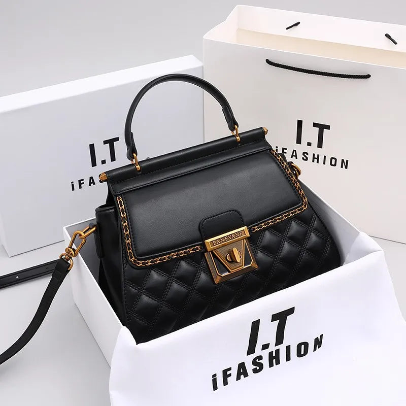 High-End Light Luxury Diamond Grid Small Square bag