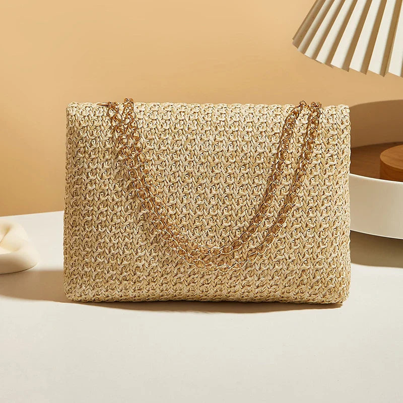 Straw Shoulder Bag & Women's Lock Closure Bag