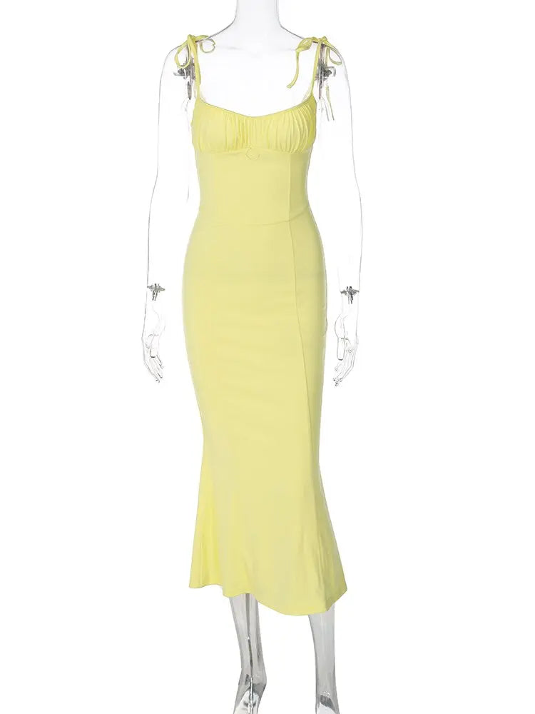 Folds Sleeveless Slips Bandage Solid Maxi Prom Dress Sexy Bodycon Summer nowadaysfashion